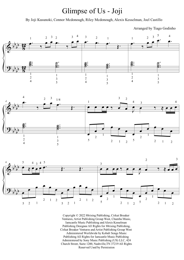 Glimpse Of Us (arr. Tiago Godinho)