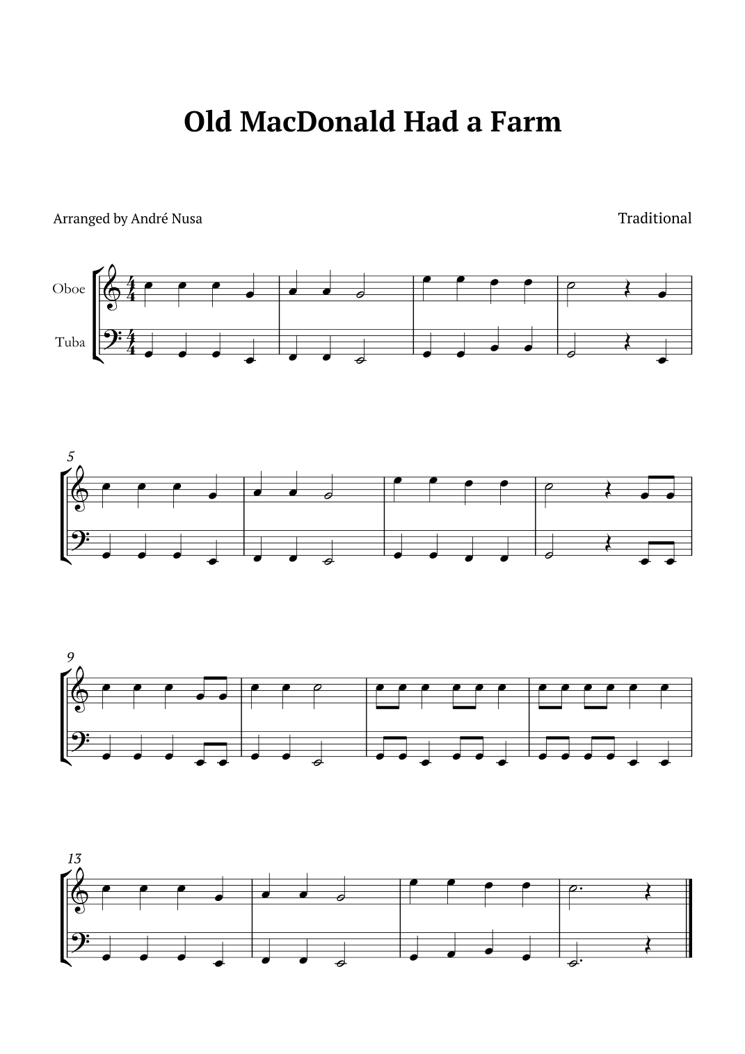 Old MacDonald Had a Farm (arr. André Nusa)
