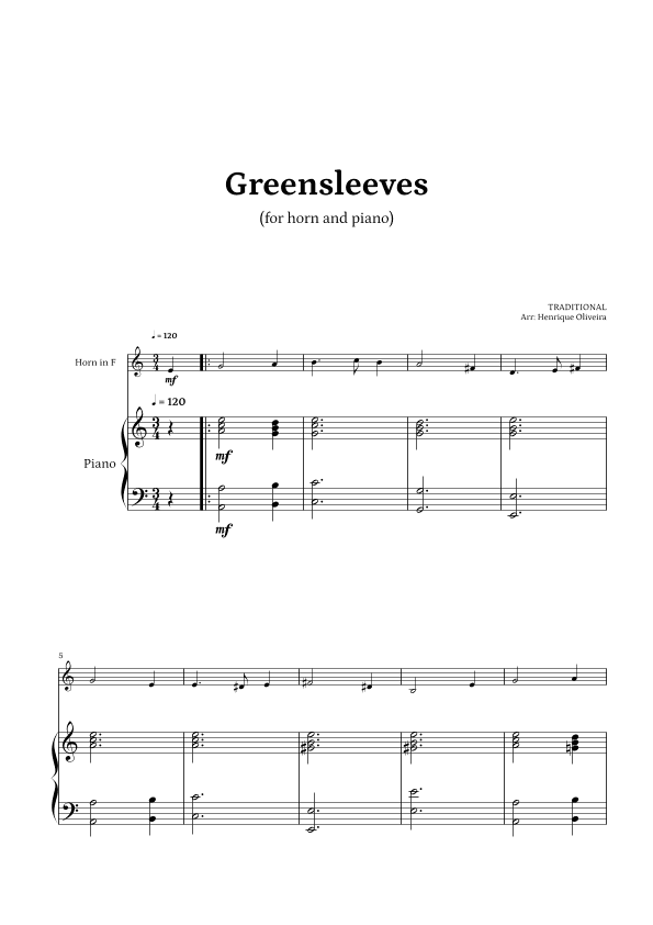 What Child Is This? (Greensleeves) - for horn and piano (arr. Henrique Oliveira)