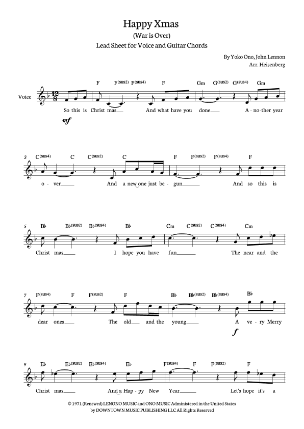 Happy Xmas (war Is Over) (arr. Heisenberg)