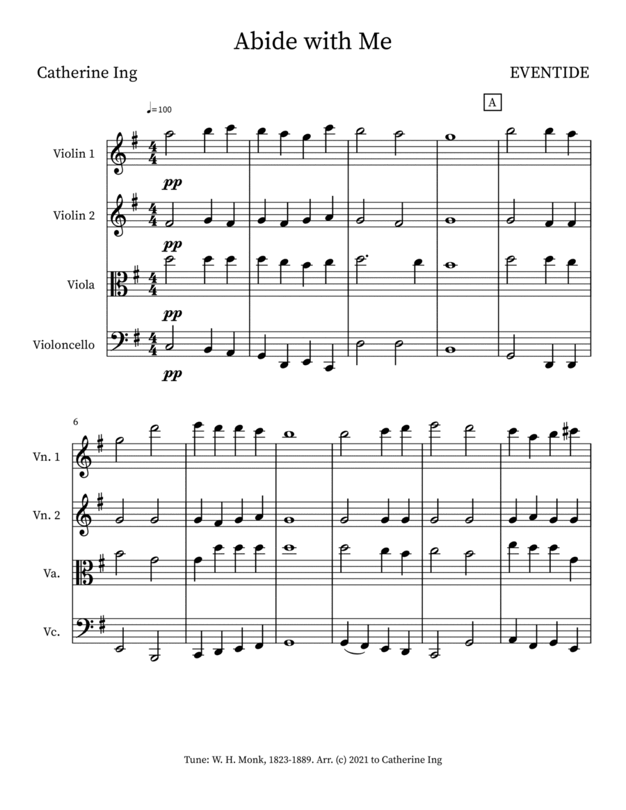 Abide With Me - String Quartet (arr. Catherine Ing)