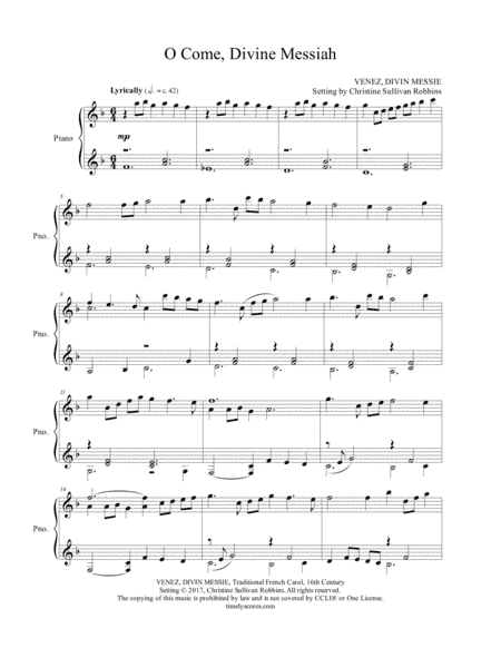 O Come, Divine Messiah (arr. Christine Sullivan Robbins)