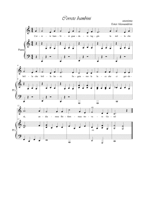 Correte bambini. Voce e piano (arr. Ester Alessandrini)