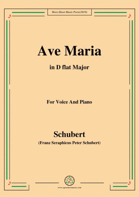 Schubert-Ave maria in D flat Major,for voice and piano (arr. MSM)