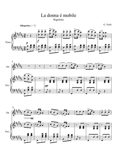 Giuseppe Verdi - La donna e mobile (Rigoletto) Oboe Solo (arr. André Laitano)