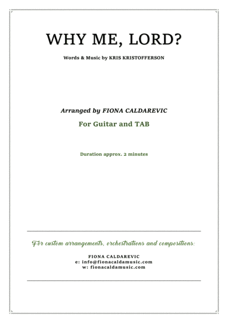 Why Me? (Why Me, Lord?) (arr. Fiona Caldarevic)