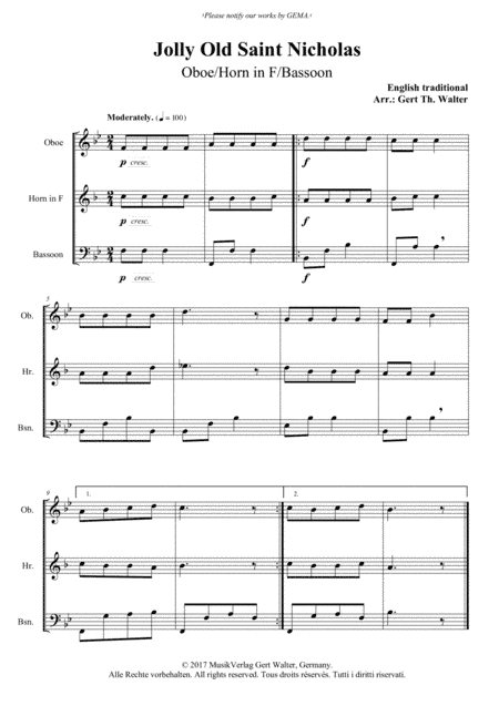 Jolly Old Saint Nicholas (arr. Gert Th. Walter)