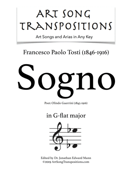 TOSTI: Sogno (transposed to G-flat major) (arr. ArtSongTranspositions.com)