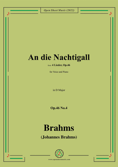 Brahms-An die Nachtigall,Op.46 No.4 in D Major (arr. Open Cloud)