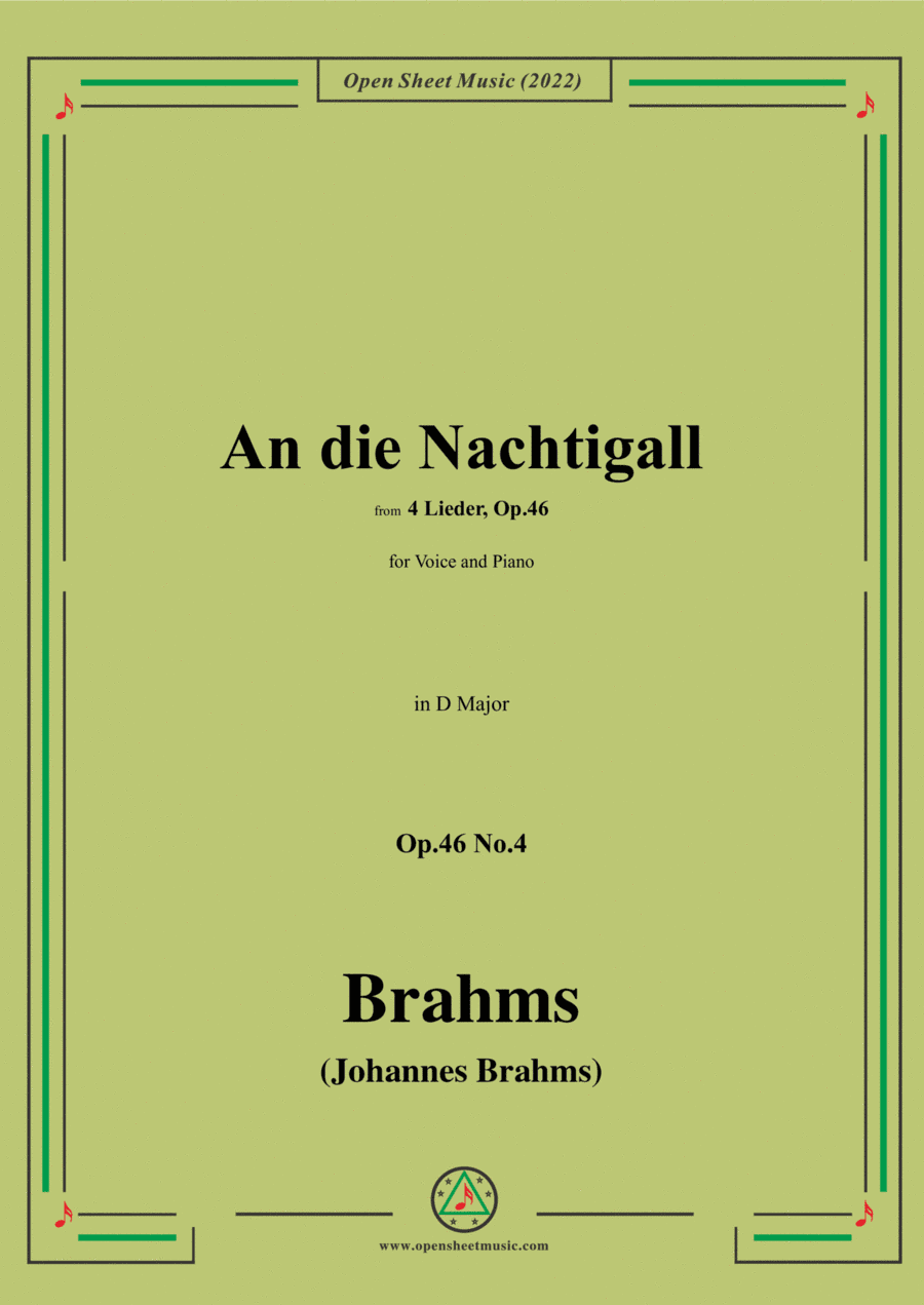 Brahms-An die Nachtigall,Op.46 No.4 in D Major (arr. Open Cloud)