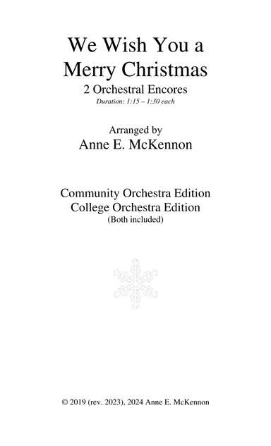 We Wish You a Merry Christmas (arr. Anne McKennon)