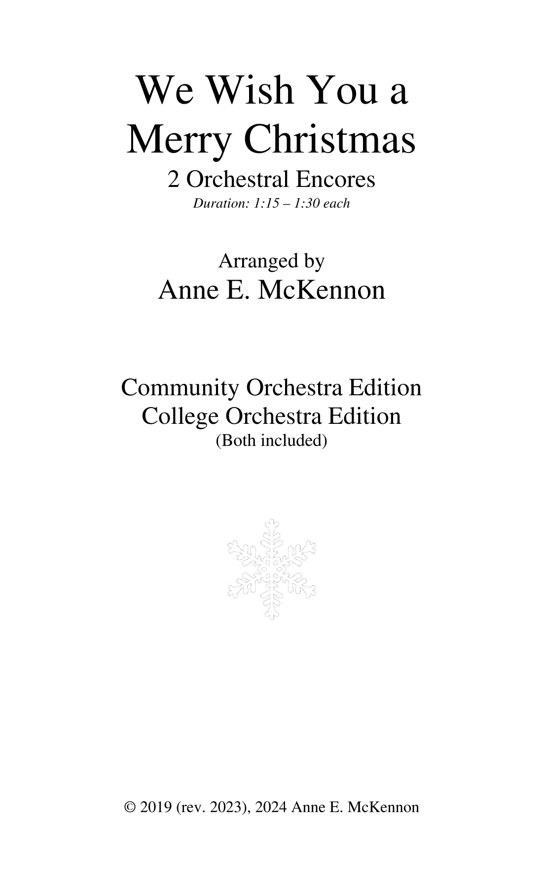 We Wish You a Merry Christmas (arr. Anne McKennon)