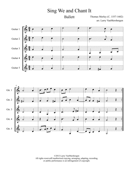 Sing We And Chant It for five guitars