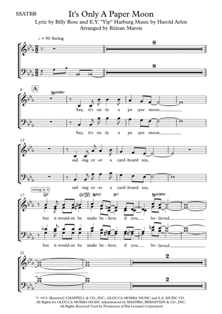 It's Only A Paper Moon (arr. Réjean Marois)