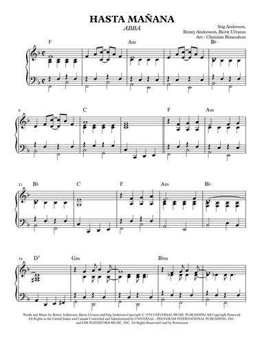 Hasta Manana (arr. Christian Bennedsen)