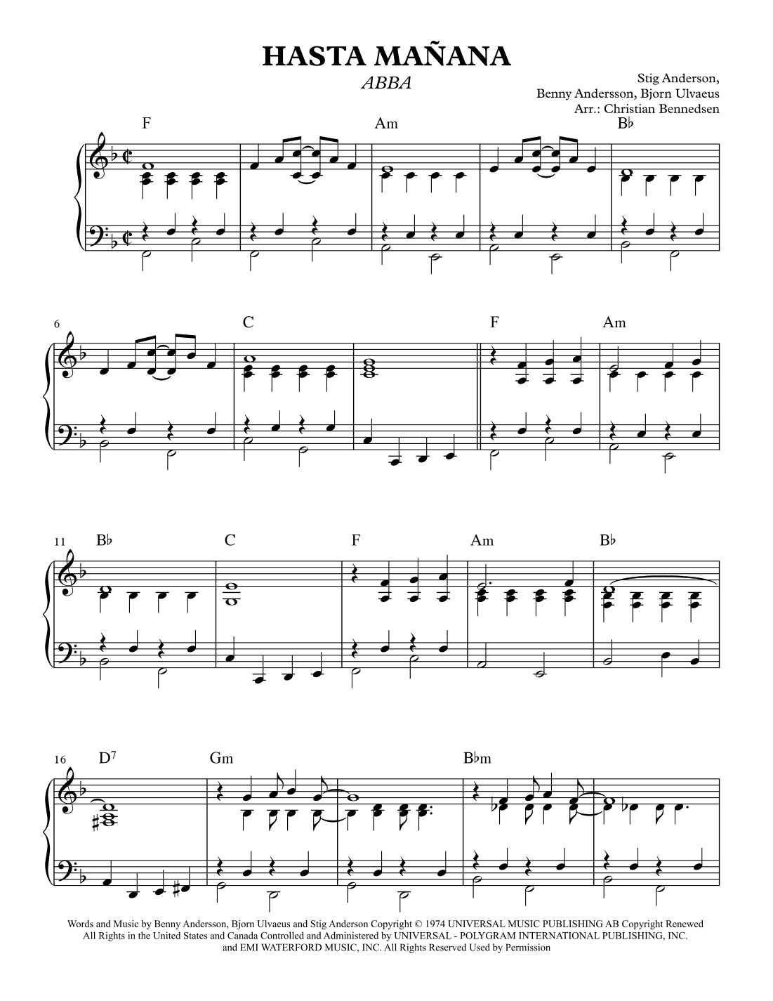 Hasta Manana (arr. Christian Bennedsen)