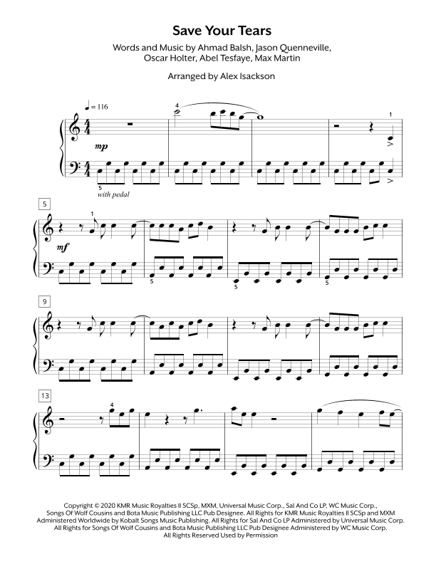 Save Your Tears (arr. Alex Isackson)