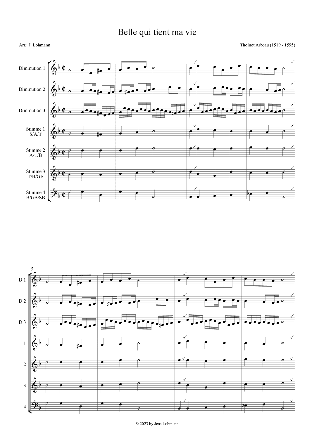 Pavan - Belle qui tient ma vie (arr. Jens Lohmann)