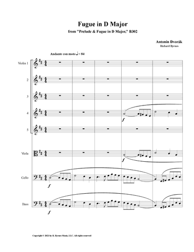 Dvorák, Fugue in D Major, B302 (String Orchestra) (arr. Richard Byrnes)