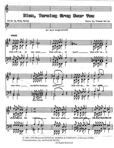 Blue Turning Grey Over You (arr. David Wright)