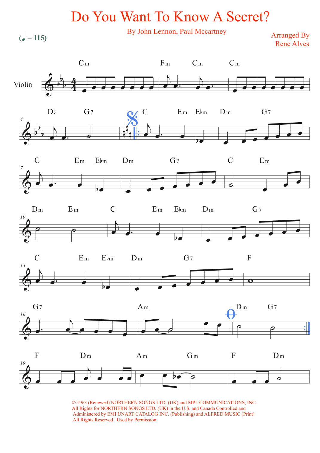 Do You Want To Know A Secret? (arr. Rene Alves)