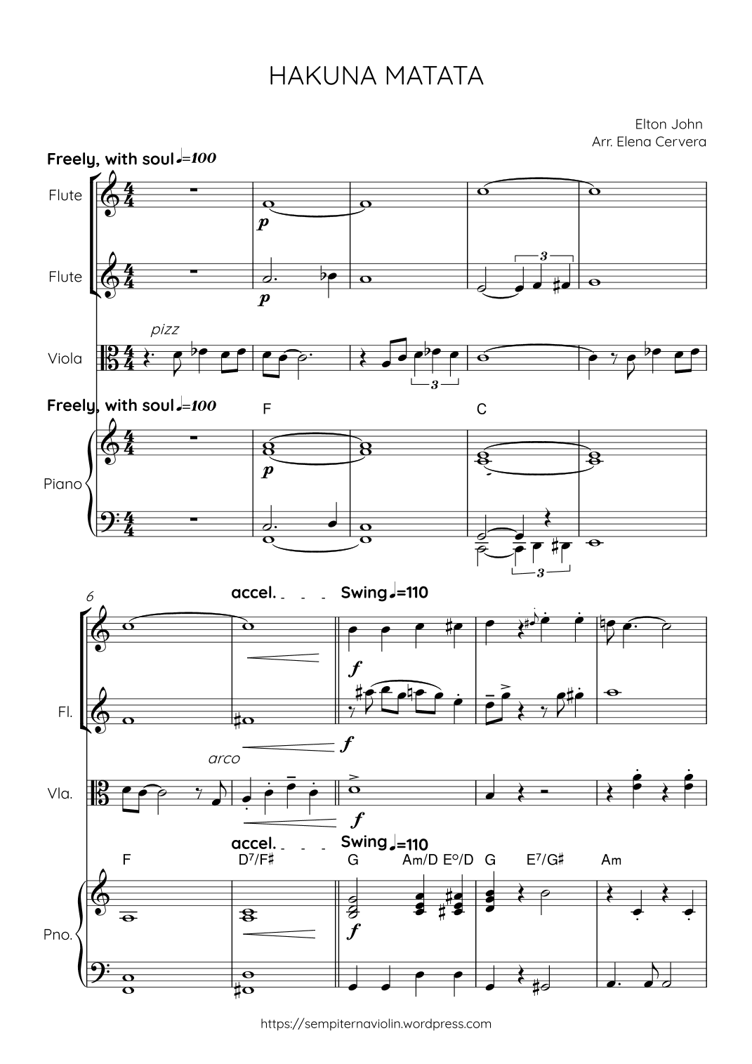 Hakuna Matata (arr. Elena Cervera)