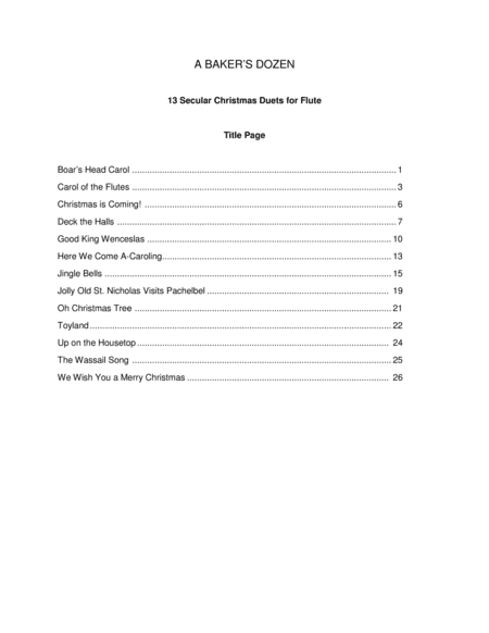 A Baker's Dozen:  13 Secular Christmas Duets for Flute (arr. Chris Cooke)