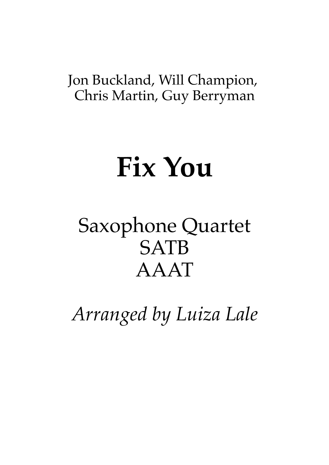 Fix You (arr. Luiza Lale)