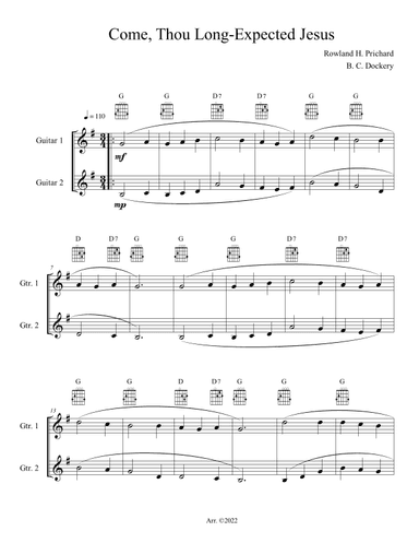 Come, Thou Long-Expected Jesus (Guitar Duet or Trio) (arr. B. C. Dockery)