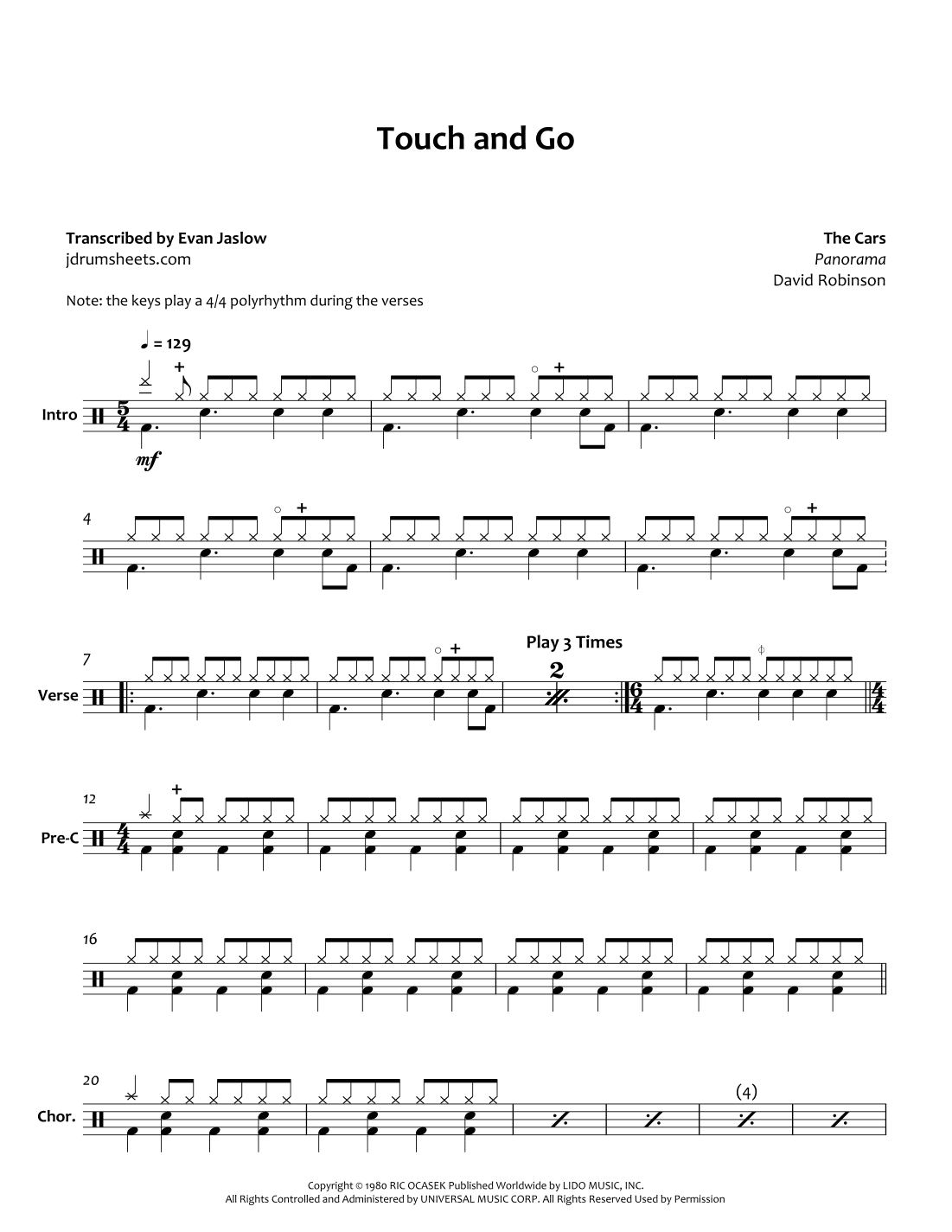 Touch And Go (arr. Evan Aria Serenity)