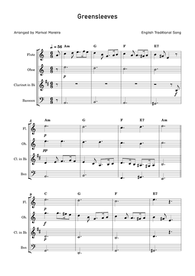 Greensleeves - Woodwind Quartet (arr. Marival Moreira)