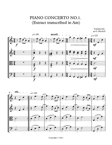 PIANO CONCERTO NO.1. (arr. Lee Mitchell)