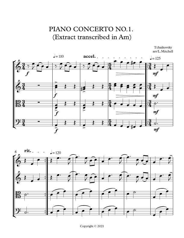 PIANO CONCERTO NO.1. (arr. Lee Mitchell)