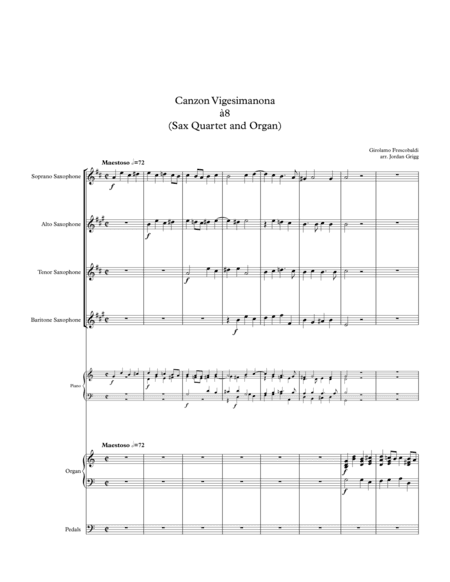 Canzon Vigesimanona à8 (Sax Quartet and Organ) (arr. Jordan Grigg)