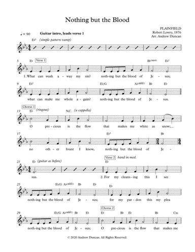 Nothing But the Blood of Jesus - up-tempo Folk Style and Congregation (arr. Andrew Duncan)