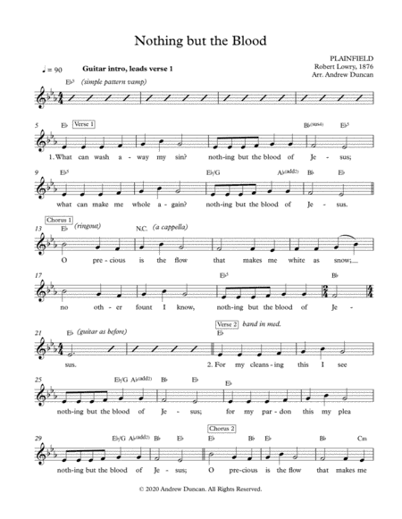 Nothing But the Blood of Jesus - up-tempo Folk Style and Congregation (arr. Andrew Duncan)