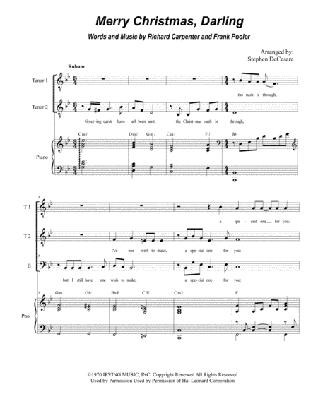 Merry Christmas, Darling (arr. Stephen DeCesare)