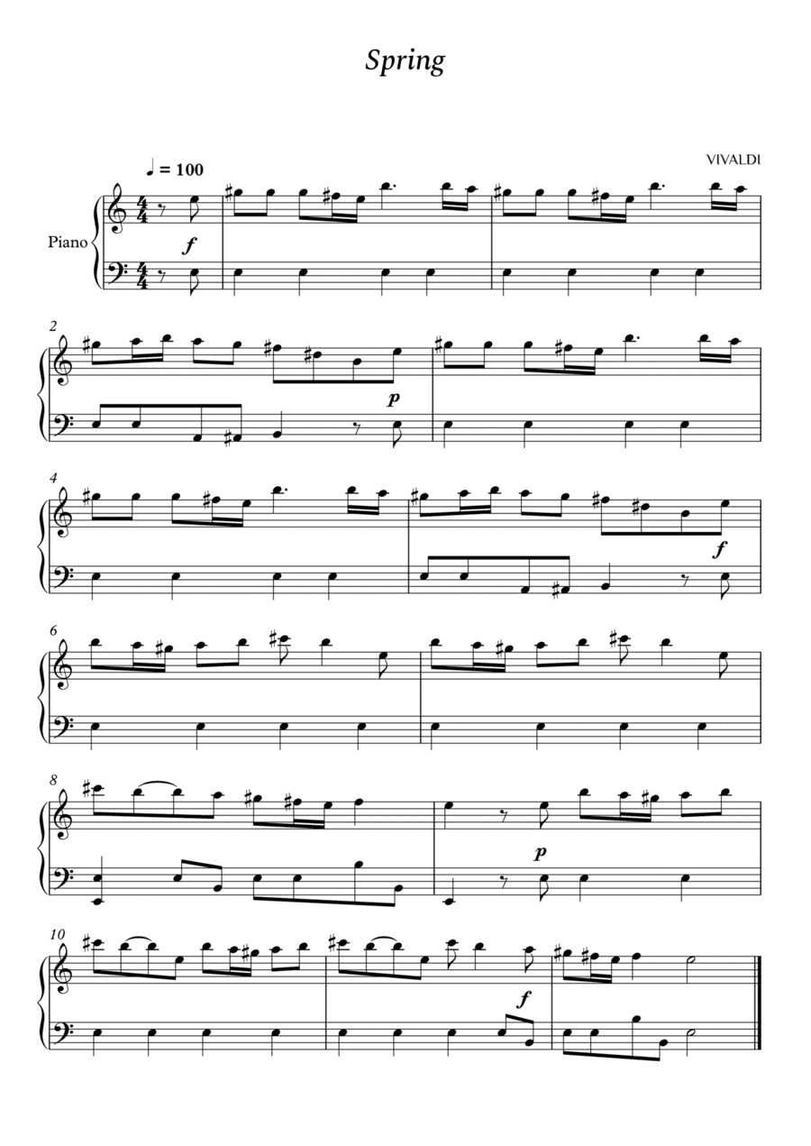 Vivaldi - Spring - Piano Easy (arr. Cássio Silva Chaves)