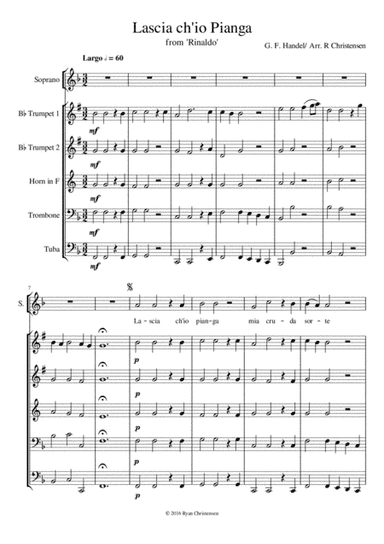 Lascia Ch'io Pianga (arr. Ryan Christensen)