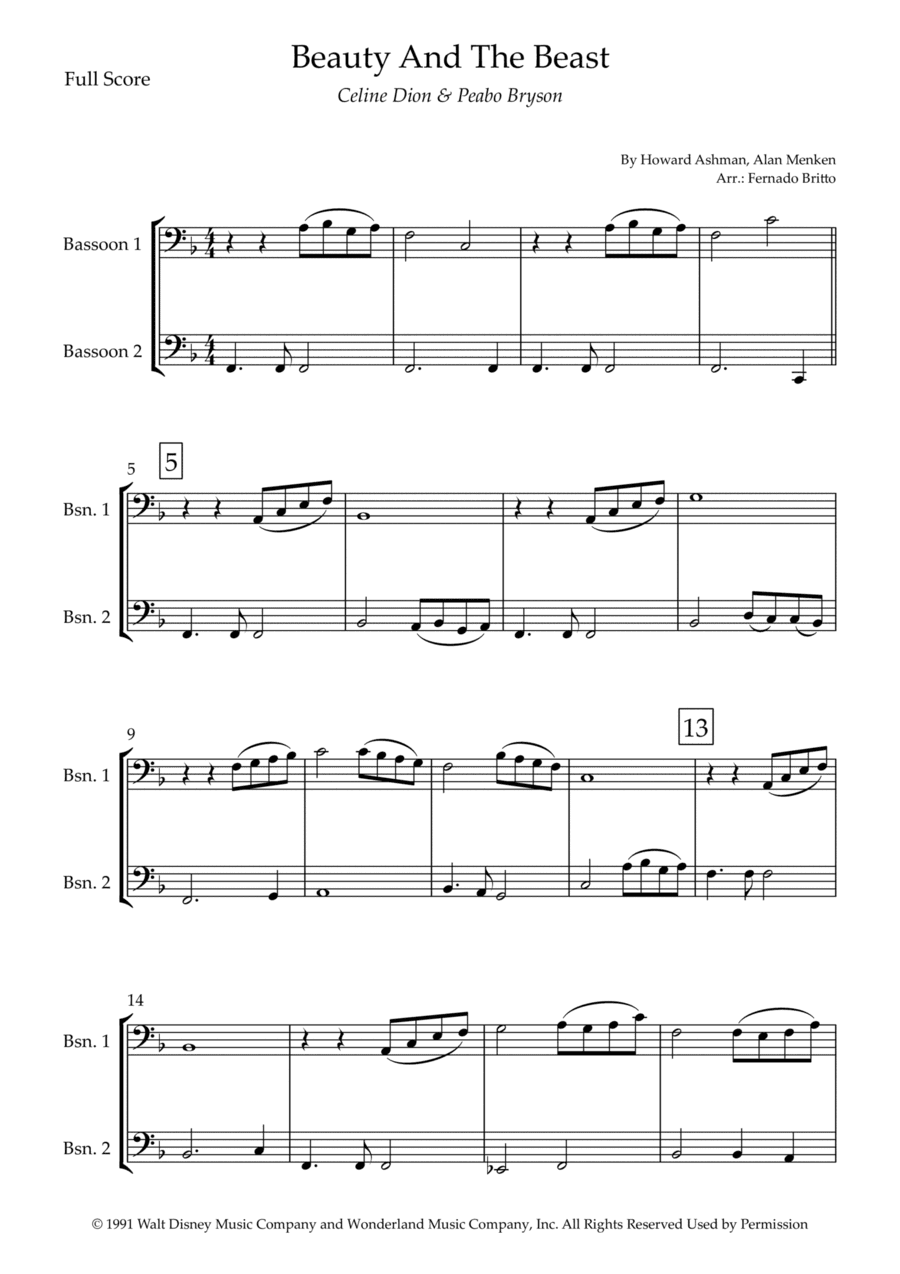 Beauty And The Beast (arr. Fernando Britto)