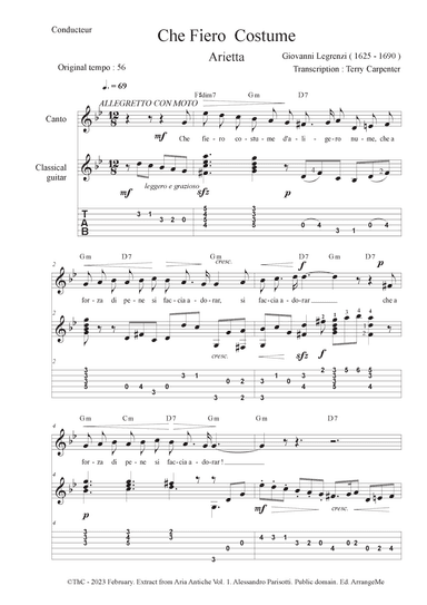 Che fiero costume ( extract from Aria Antiche, Vo.l 1) (arr. Terry Carpenter)