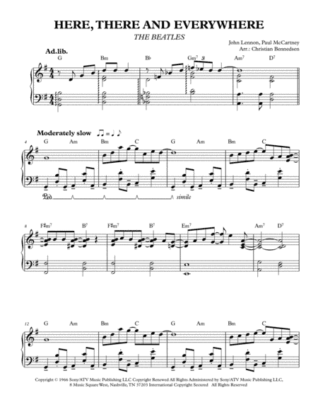 Here, There And Everywhere (arr. Christian Bennedsen)