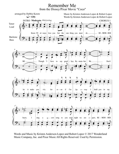 Remember Me (duo) (arr. Debbie Keretz)