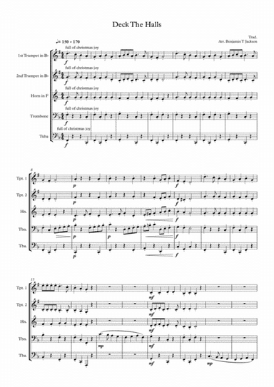 Deck The Halls - Brass Quintet (arr. Benjamin T Jackson)