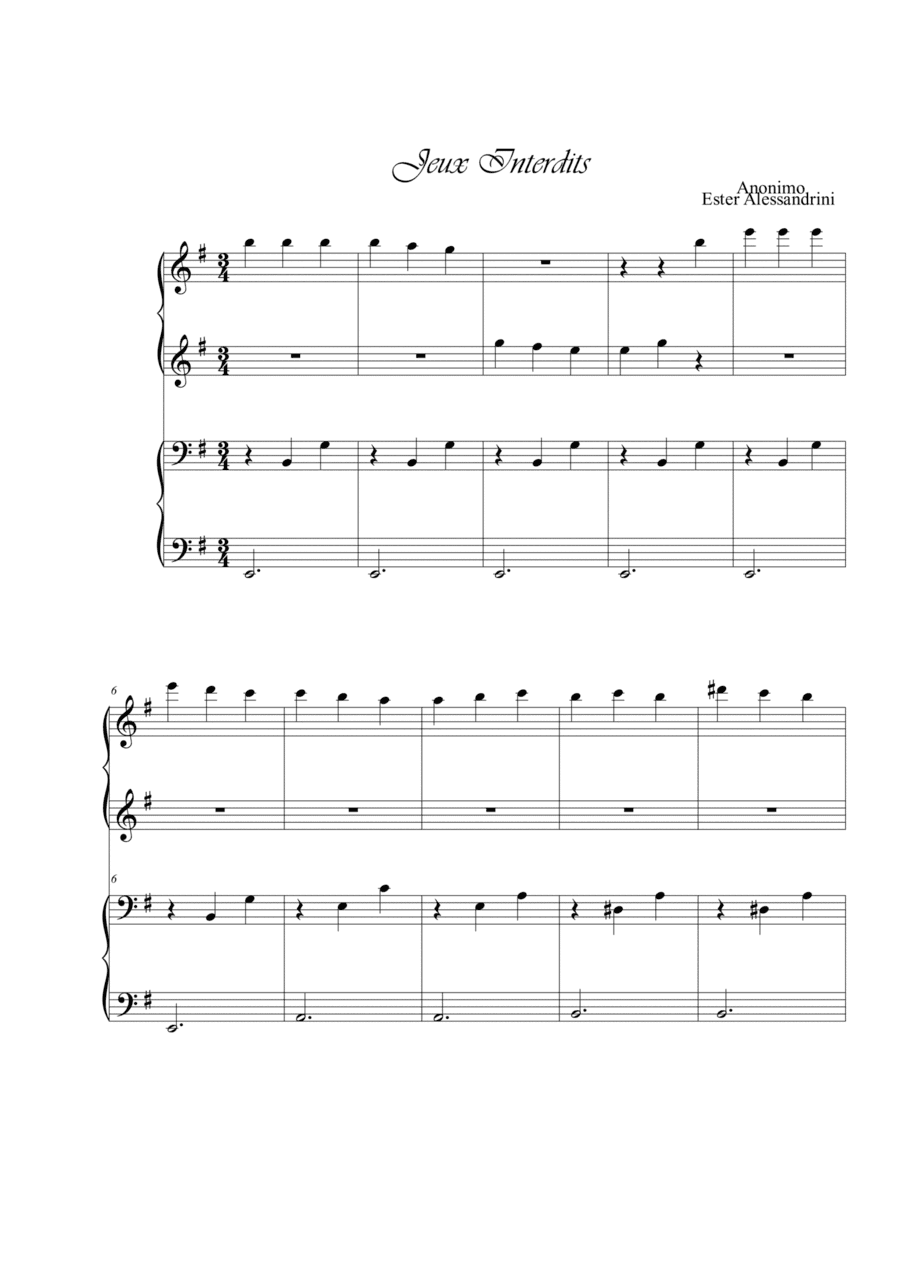 Jeux interdits. Piano 4 hands (arr. Ester Alessandrini)
