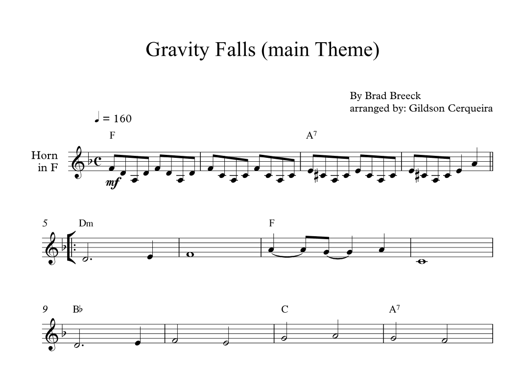 Gravity Falls (main Theme) (arr. Gildson Cerqueira)