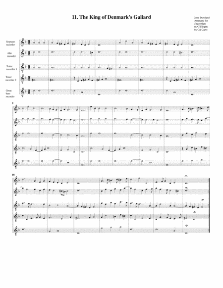 The King of Denmark's Galiard (11, 1604) (arrangement for 5 recorders) (arr. Gil Garty)