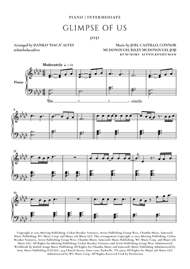 Glimpse Of Us (arr. Danilo "Daca" Alves)