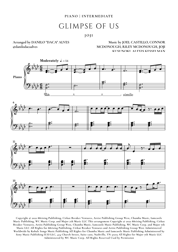 Glimpse Of Us (arr. Danilo "Daca" Alves)