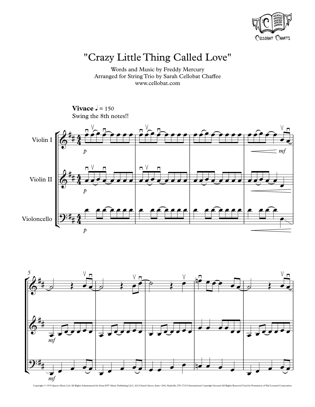 Crazy Little Thing Called Love (arr. Sarah Cellobat Chaffee)